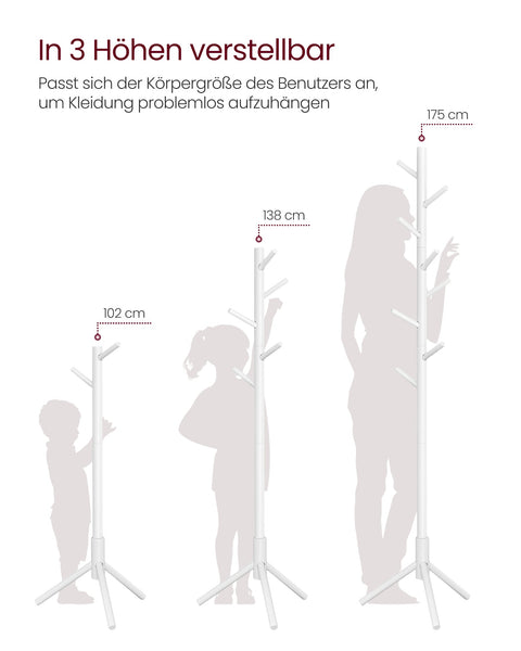 Rootz Coat Rack Stand - Wardrobe - Free-Standing Coat Stand - Stable Base - 8 Hooks - Easy Assembly - Rubber Wood - 47cm x 47cm x 175cm