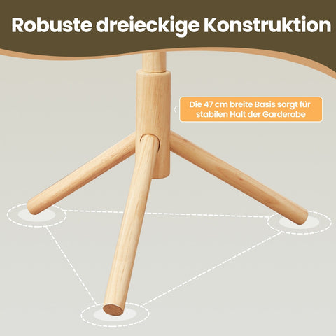 Rootz Freestanding Solid Wood Clothes Rack - Cloakroom Stand - Tree-Shape Wardrobe - Stable & Durable - 47x47x175cm