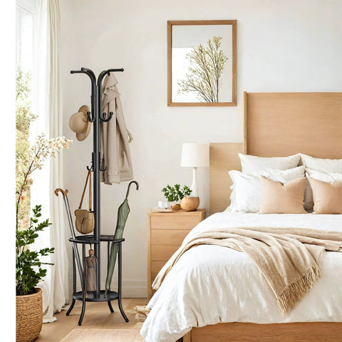 Rootz Wardrobe Stand - Clothing Rack - Storage Organizer - Space-saving Design - 40 x 40 x 175 cm - Black Metal