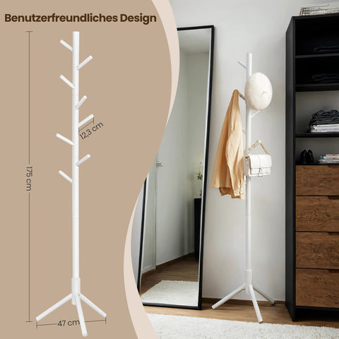 Rootz Solid Wood Cloakroom Stand - Clothes Rack - Tree Shape Wardrobe - Stable & Durable - 47cm x 47cm x 175cm