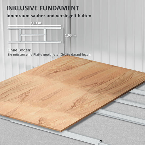 Rootz Metal Tool Shed - Bicycle Shed - Garden Equipment House - Weatherproof & Ventilated - 277 x 195 x 192 cm