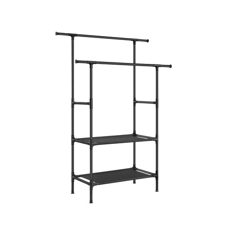Rootz Black Clothes Rack - Garment Rack - Wardrobe Organizer - Steel Construction - Easy Assembly - 113cm x 45cm x 171cm