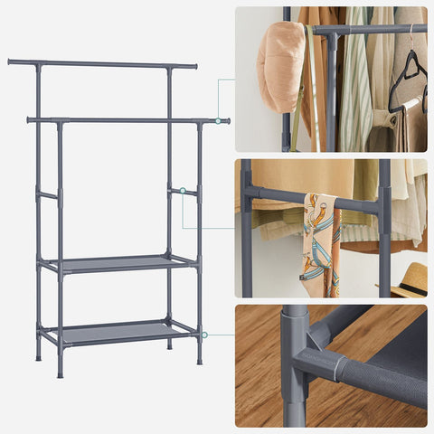 Rootz Coat Stand - Garment Rack - Easy Assembly - Metal Frame - White - 114cm x 45cm x 171cm - 3kg - 70kg Load Capacity