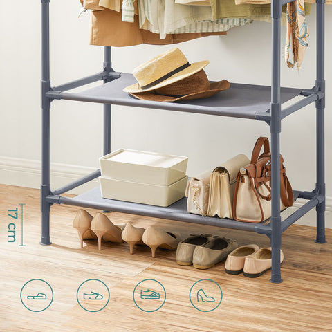 Rootz Coat Stand - Garment Rack - Easy Assembly - Metal Frame - White - 114cm x 45cm x 171cm - 3kg - 70kg Load Capacity