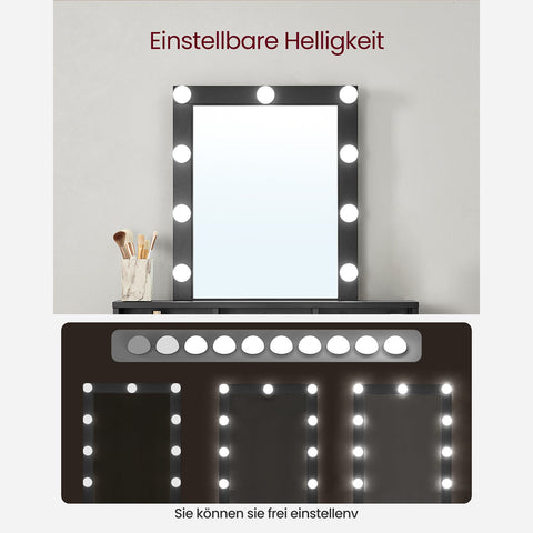 Rootz Vanity Makeup Table - Dressing Table - Cosmetic Organizer - LED Lighted Mirror - 120cm x 50cm x 75cm