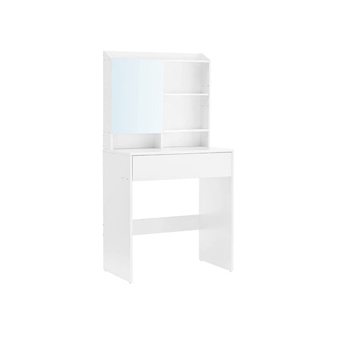 Rootz White Chipboard Dressing Table - Vanity Table - Makeup Desk - 70 x 40 x 136 cm - Anti-Tip Device - Easy Assembly - Storage Space