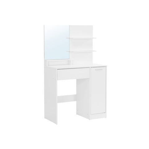 Rootz White Dressing Table - Vanity Table - Makeup Organizer - Chipboard Material - Thoughtful Design - Easy Morning Routine - 80cm x 40cm x 132cm