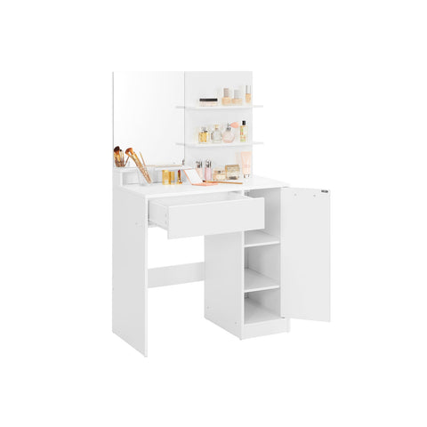 Rootz White Dressing Table - Vanity Table - Makeup Organizer - Chipboard Material - Thoughtful Design - Easy Morning Routine - 80cm x 40cm x 132cm