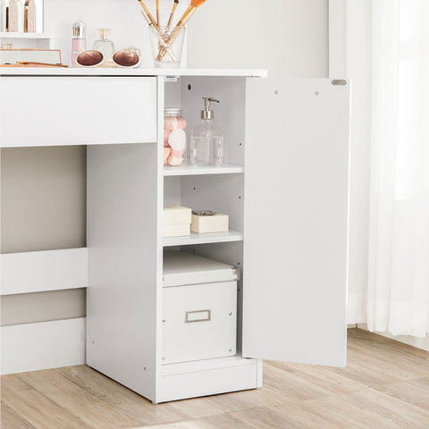 Rootz White Dressing Table - Vanity Table - Makeup Organizer - Chipboard Material - Thoughtful Design - Easy Morning Routine - 80cm x 40cm x 132cm