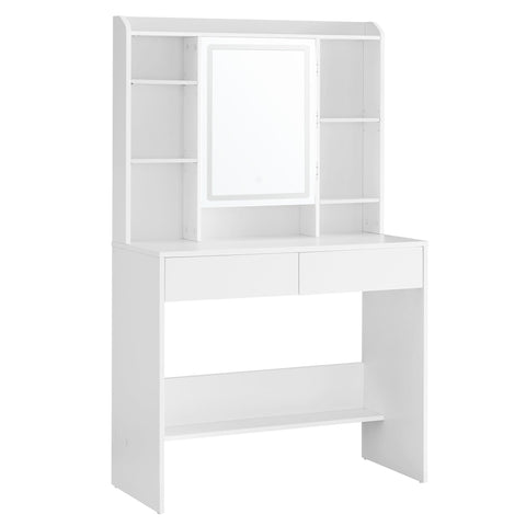 Rootz White Dressing Table - Vanity Table - Makeup Desk - Chipboard Material - Spacious Storage - Easy Assembly - 40cm x 90cm x 144.7cm