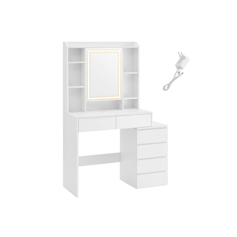 Rootz Dressing Table with LED Lighting - Vanity Table - Makeup Table - Modern Design - Cloud White - 120cm x 40cm x 75cm