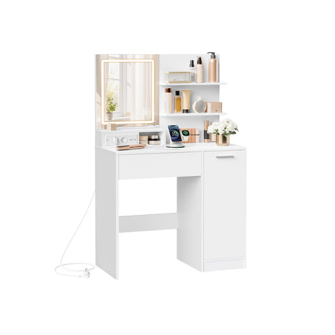 Rootz Wooden Dressing Table - Vanity Table - Beauty Desk - Ample Storage - 40cm x 80cm x 132cm