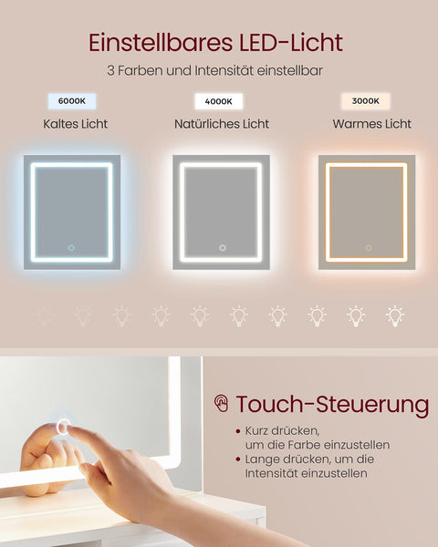 Rootz Wooden Dressing Table - Vanity Table - Beauty Desk - Ample Storage - 40cm x 80cm x 132cm