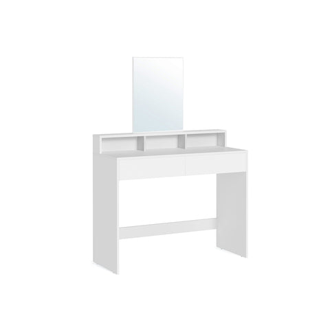 Rootz White Chipboard Dressing Table - Vanity Table - Makeup Desk - Spacious Storage - Sturdy Construction - Easy Assembly - 40cm x 100cm x 140cm