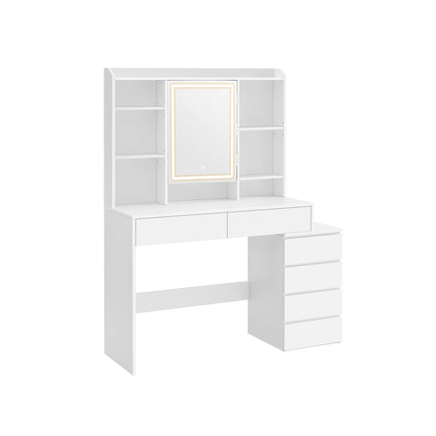 Rootz LED Dressing Table - Modern Vanity Table - Lighted Makeup Desk - Chipboard - 40cm x 117cm x 145cm - Cloud White