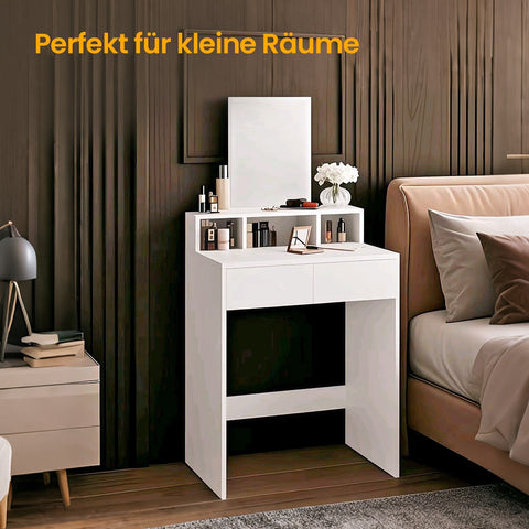 Rootz Dressing Table with Mirror - Hairdressing Table - Vanity Desk - Spacious Storage - 40 x 60 x 127 cm