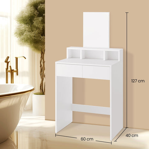 Rootz Dressing Table with Mirror - Hairdressing Table - Vanity Desk - Spacious Storage - 40 x 60 x 127 cm