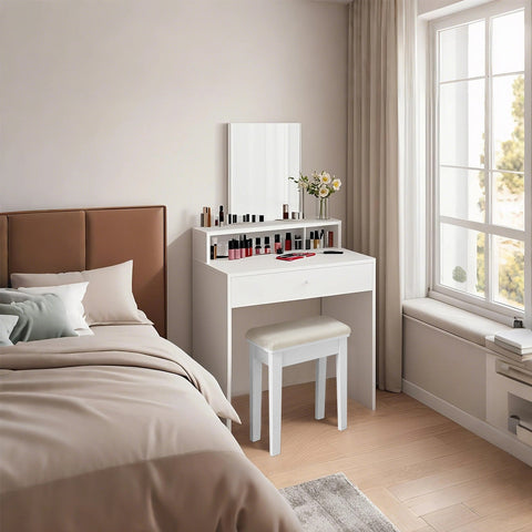 Rootz Dressing Table - Hairdressing Table - Makeup Vanity - Stylish Storage - 80cm x 40cm x 140cm