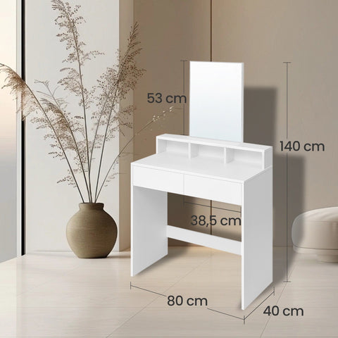 Rootz Dressing Table - Hairdressing Table - Makeup Vanity - Stylish Storage - 80cm x 40cm x 140cm