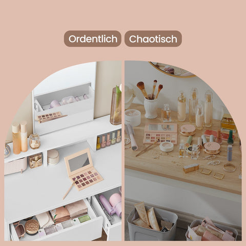 Rootz Dressing Table - Hairdressing Table - Makeup Vanity - Stylish Storage - 80cm x 40cm x 140cm