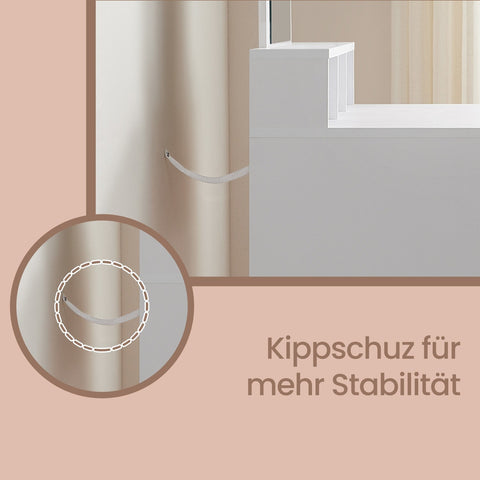 Rootz Dressing Table - Hairdressing Table - Makeup Vanity - Stylish Storage - 80cm x 40cm x 140cm