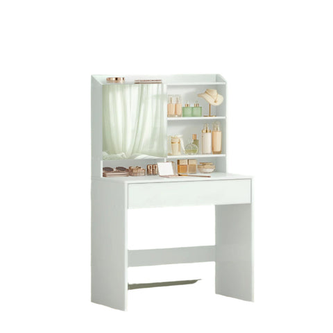Rootz Elegant Dressing Table - Friction Table - Vanity Table - Includes Mirror & Drawer - Wooden Chipboard - 70cm x 40cm x 136cm