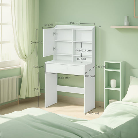 Rootz Elegant Dressing Table - Friction Table - Vanity Table - Includes Mirror & Drawer - Wooden Chipboard - 70cm x 40cm x 136cm
