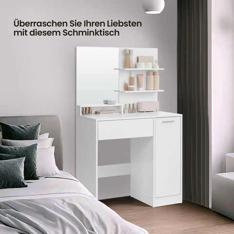 Rootz Dressing Table Set - Vanity Table - Beauty Desk - Ample Storage - 80cm x 40cm x 132cm