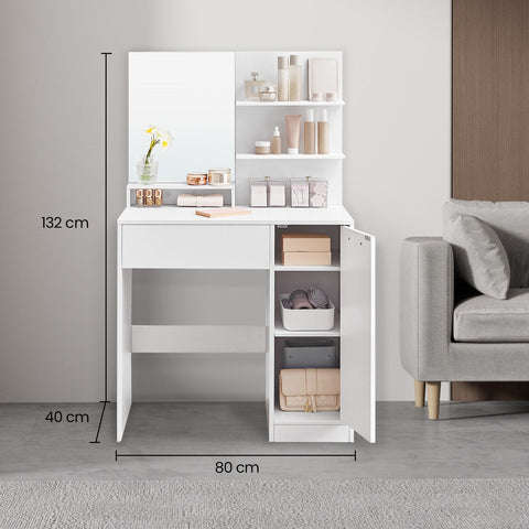 Rootz Dressing Table Set - Vanity Table - Beauty Desk - Ample Storage - 80cm x 40cm x 132cm