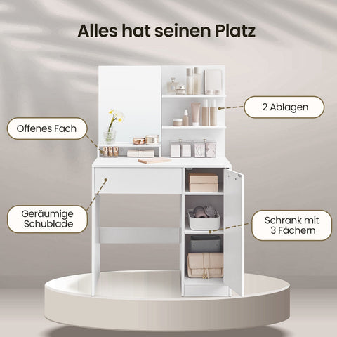 Rootz Dressing Table Set - Vanity Table - Beauty Desk - Ample Storage - 80cm x 40cm x 132cm