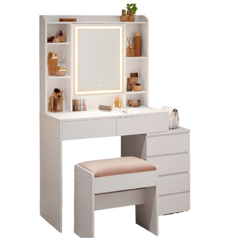 Rootz Dressing Table - Vanity Table - Makeup Table - LED Lighting - Adjustable Colors & Brightness - 40cm x 97.5cm x 145cm