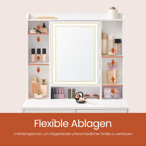 Rootz Dressing Table - Vanity Table - Makeup Table - LED Lighting - Adjustable Colors & Brightness - 40cm x 97.5cm x 145cm