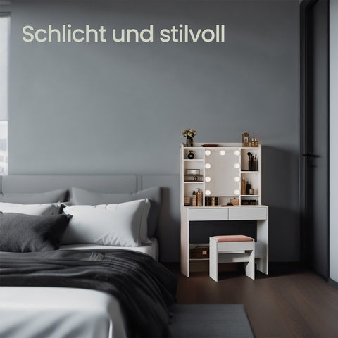 Rootz Dressing Table with LED Lighting - Vanity Table - Makeup Desk - Adjustable Colors & Brightness - 40 x 90 x 144.7 cm