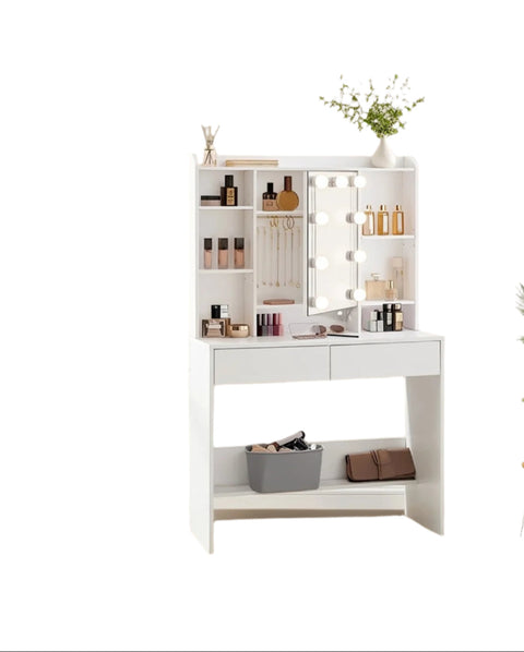 Rootz Dressing Table with LED Lighting - Vanity Table - Makeup Desk - Adjustable Colors & Brightness - 40 x 90 x 144.7 cm