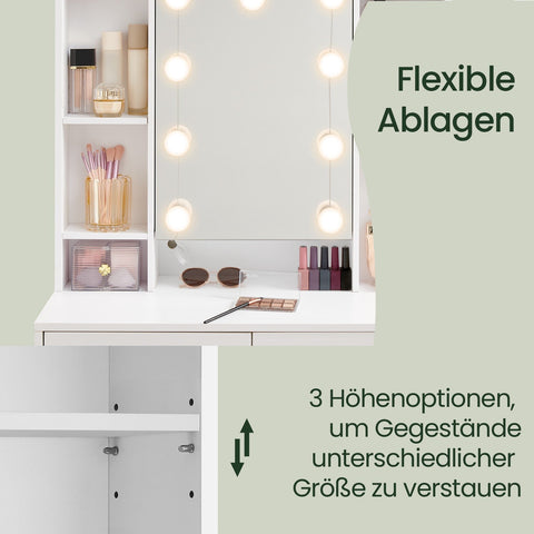 Rootz Dressing Table with LED Lighting - Vanity Table - Makeup Desk - Adjustable Colors & Brightness - 40 x 90 x 144.7 cm