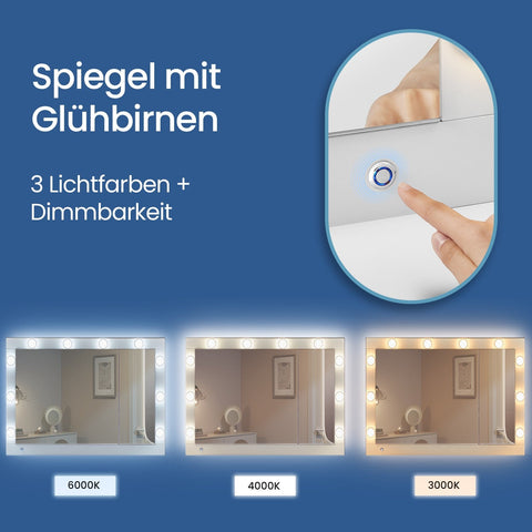 Rootz Damming Table with LED Lighting - Friction Table - Jewelry Cabinet - Wooden Chipboard - 40 x 125 x 140 cm