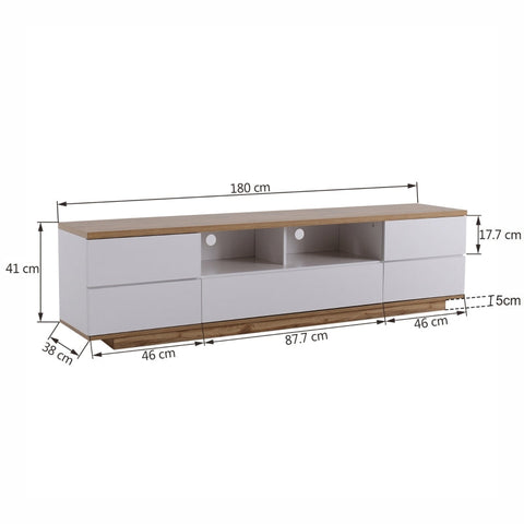 Rootz Modern TV Cabinet - High Gloss Finish - Wood Grain Design - Durable MDF - 180L x 38W x 46H cm