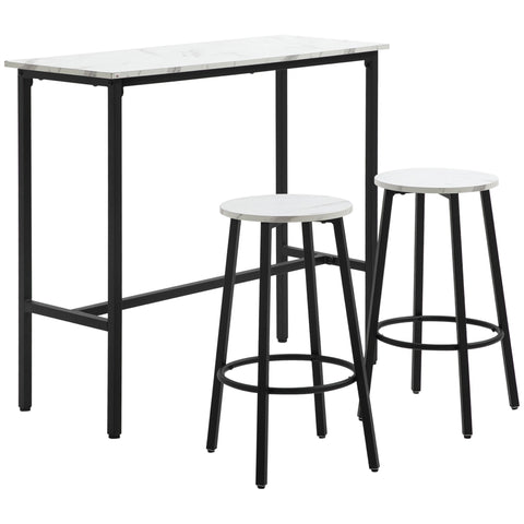 Rootz Bartics 3-Piece Dining Set - High-Top Table - Modern Bar Stools - Space-Saving Design - 100cm x 40cm x 90cm