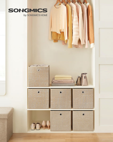 Rootz 6-pack opbergdoos - organizerbakken - kartonnen dozen - niet-geweven stof - gemêleerd grijs - 30 cm x 30 cm x 30 cm - lichtgewicht - duurzaam - ruim