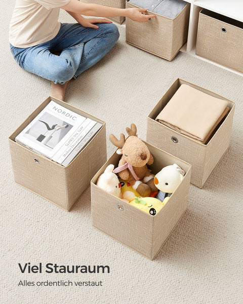 Rootz 6-pack opbergdoos - organizerbakken - kartonnen dozen - niet-geweven stof - gemêleerd grijs - 30 cm x 30 cm x 30 cm - lichtgewicht - duurzaam - ruim