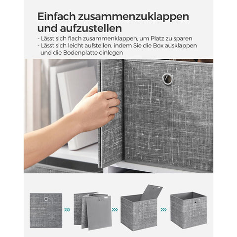 Rootz 6 Pack Mottled Gray Storage Box Set - Cardboard Organizer - Non-Woven Fabric Bins - Lightweight and Durable - 26cm x 26cm x 28cm