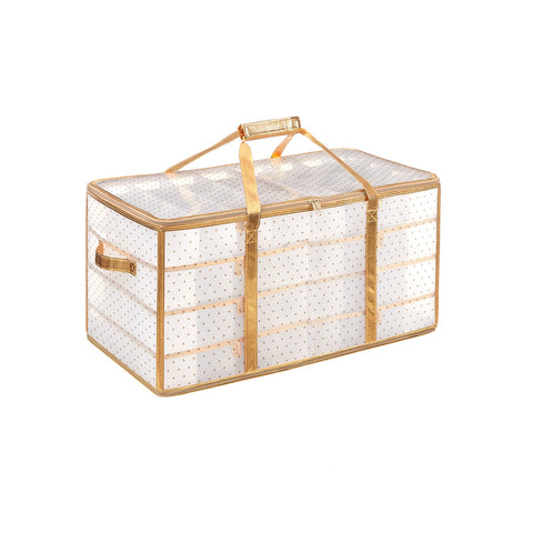 Rootz Semi-Transparent Gold Storage Box - Organizer Bin - PP Plastic - Lightweight - Spacious - Easy Assembly - 67cm x 34cm x 34cm