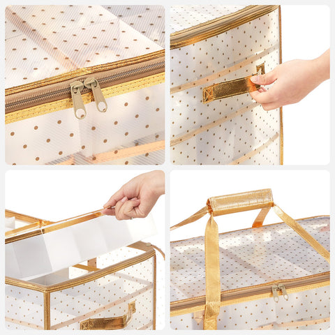 Rootz Semi-Transparent Gold Storage Box - Organizer Bin - PP Plastic - Lightweight - Spacious - Easy Assembly - 67cm x 34cm x 34cm