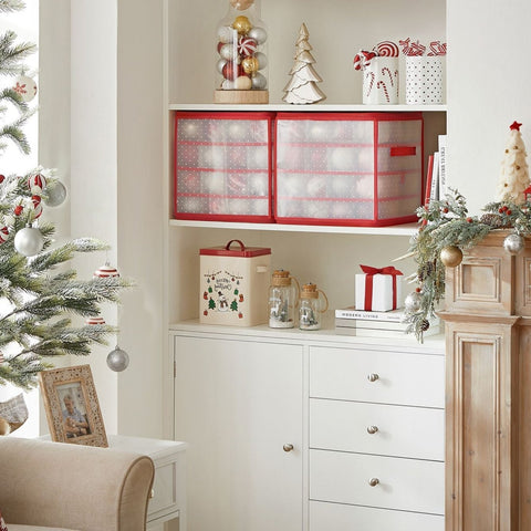 Rootz Storage Box Set - Organizer Bins - Container - Semi-transparent Red - PP Plastic - Cardboard - Lightweight - Durable - Versatile - 34.5cm x 34.5cm x 34cm