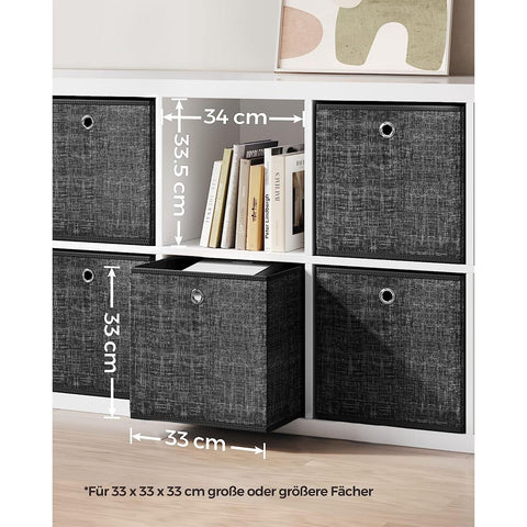 Rootz 6 Pack Storage Box Set - Black Mottled Organizer - Cardboard Bin - Non-Woven Fabric Container - Lightweight - Durable - Spacious - 33cm x 33cm x 33cm