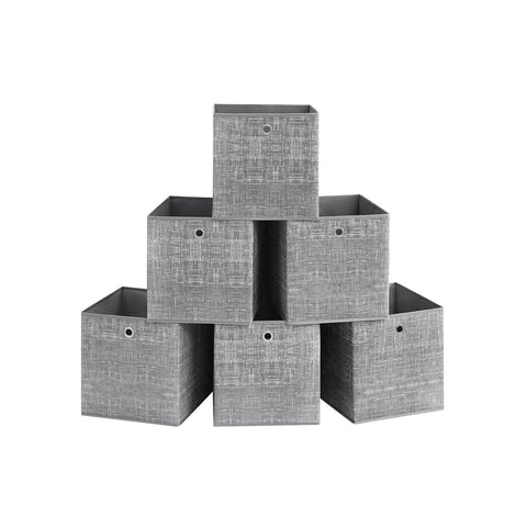 Rootz Set of 6 Mottled Gray Storage Boxes - Cardboard Organizers - Non-Woven Bins - Heavy-Duty - 33cm x 33cm x 33cm
