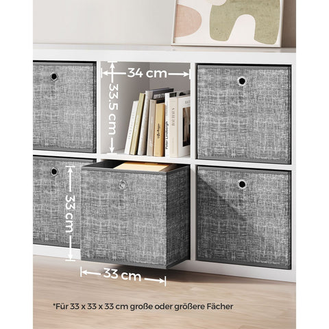 Rootz Set of 6 Mottled Gray Storage Boxes - Cardboard Organizers - Non-Woven Bins - Heavy-Duty - 33cm x 33cm x 33cm