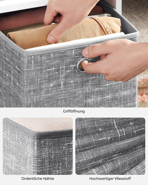 Rootz 6 Pack Mottled Gray Storage Box Set - Cardboard Organizer - Non-Woven Fabric Bins - Lightweight and Durable - Easy Assembly - 33cm x 33cm x 33cm