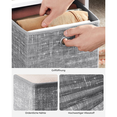 Rootz Set of 6 Mottled Gray Storage Boxes - Cardboard Organizers - Non-Woven Bins - Heavy-Duty - 33cm x 33cm x 33cm