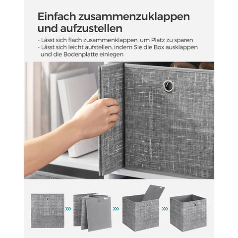 Rootz Set of 6 Mottled Gray Storage Boxes - Cardboard Organizers - Non-Woven Bins - Heavy-Duty - 33cm x 33cm x 33cm